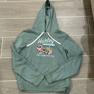 Hurley Teal Hoodie with Graphic Design